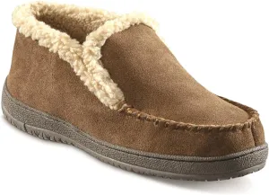 Guide Gear Burly II Men’s Fuzzy Warm Cozy Moccasin Slippers Indoor Outdoor Bedroom House Shoes