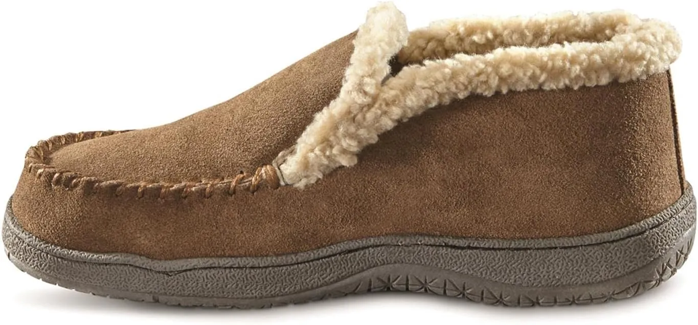 Guide Gear Burly II Men’s Fuzzy Warm Cozy Moccasin Slippers Indoor Outdoor Bedroom House Shoes