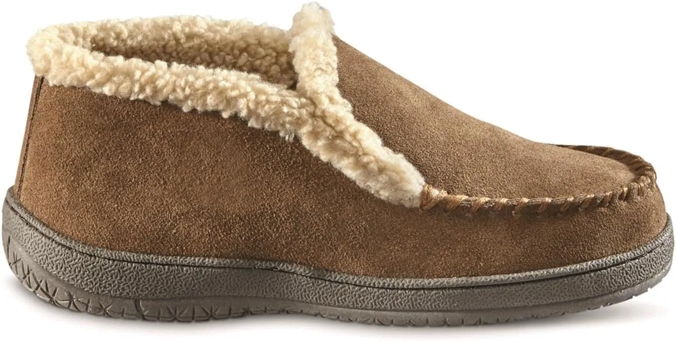 Guide Gear Burly II Men’s Fuzzy Warm Cozy Moccasin Slippers Indoor Outdoor Bedroom House Shoes