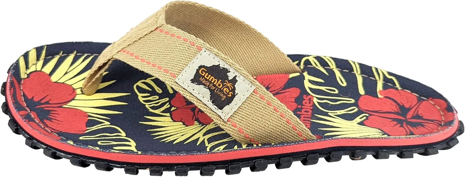 Gumbies Islander Flip-Flops | Unisex Classic Canvas Flip-Flops with Recycled Rubber Outsole & Cotton Footbed | Contoured, Lightweight & Everyday Comfortable