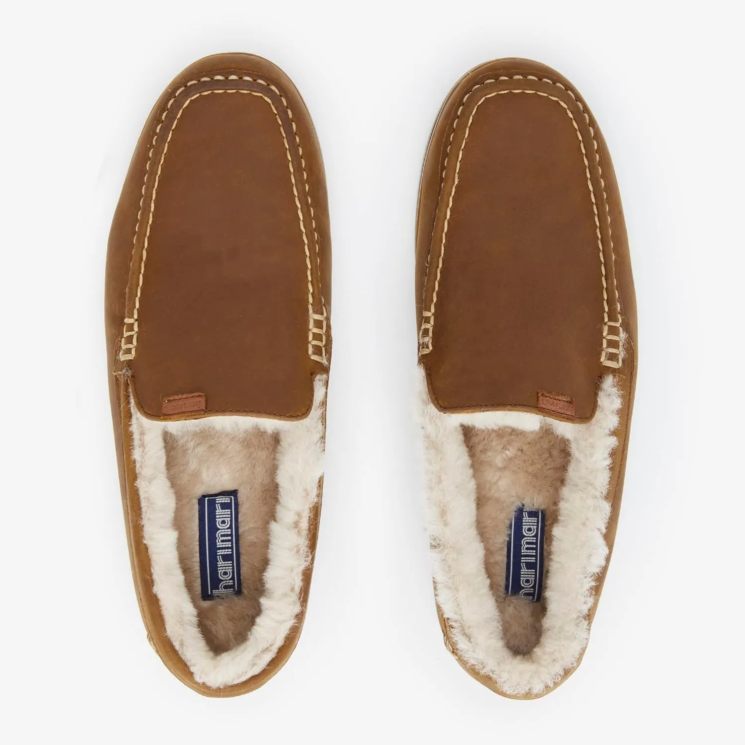 Hari Mari- Hacienda LX- Men’s Classic Full Grain Leather Loafer Slipper with Shearling Lining- Indoor/Outdoor, Memory Foam Footbeds, and Rubber Outsoles