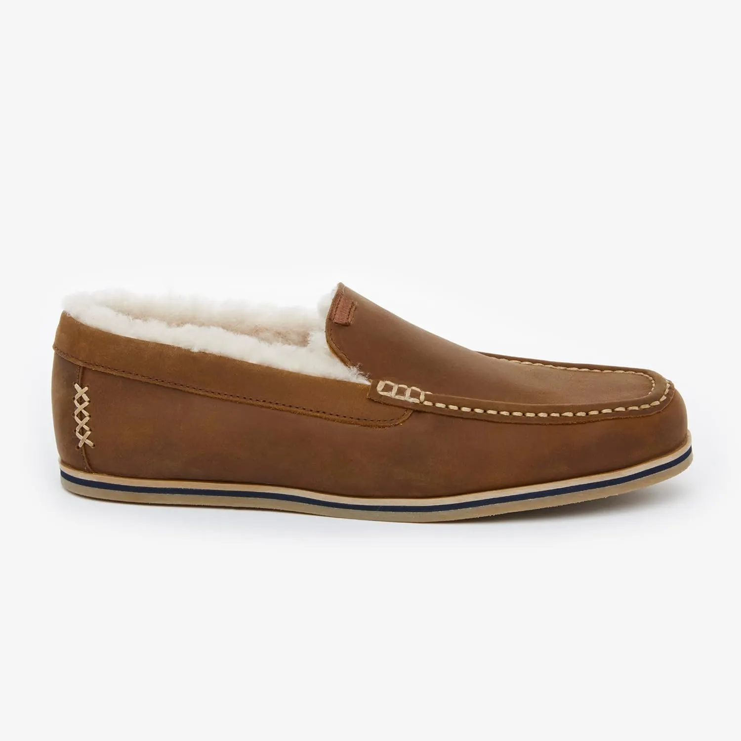 Hari Mari- Hacienda LX- Men’s Classic Full Grain Leather Loafer Slipper with Shearling Lining- Indoor/Outdoor, Memory Foam Footbeds, and Rubber Outsoles