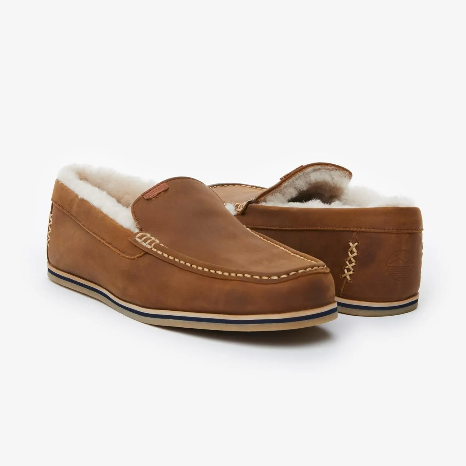 Hari Mari- Hacienda LX- Men’s Classic Full Grain Leather Loafer Slipper with Shearling Lining- Indoor/Outdoor, Memory Foam Footbeds, and Rubber Outsoles