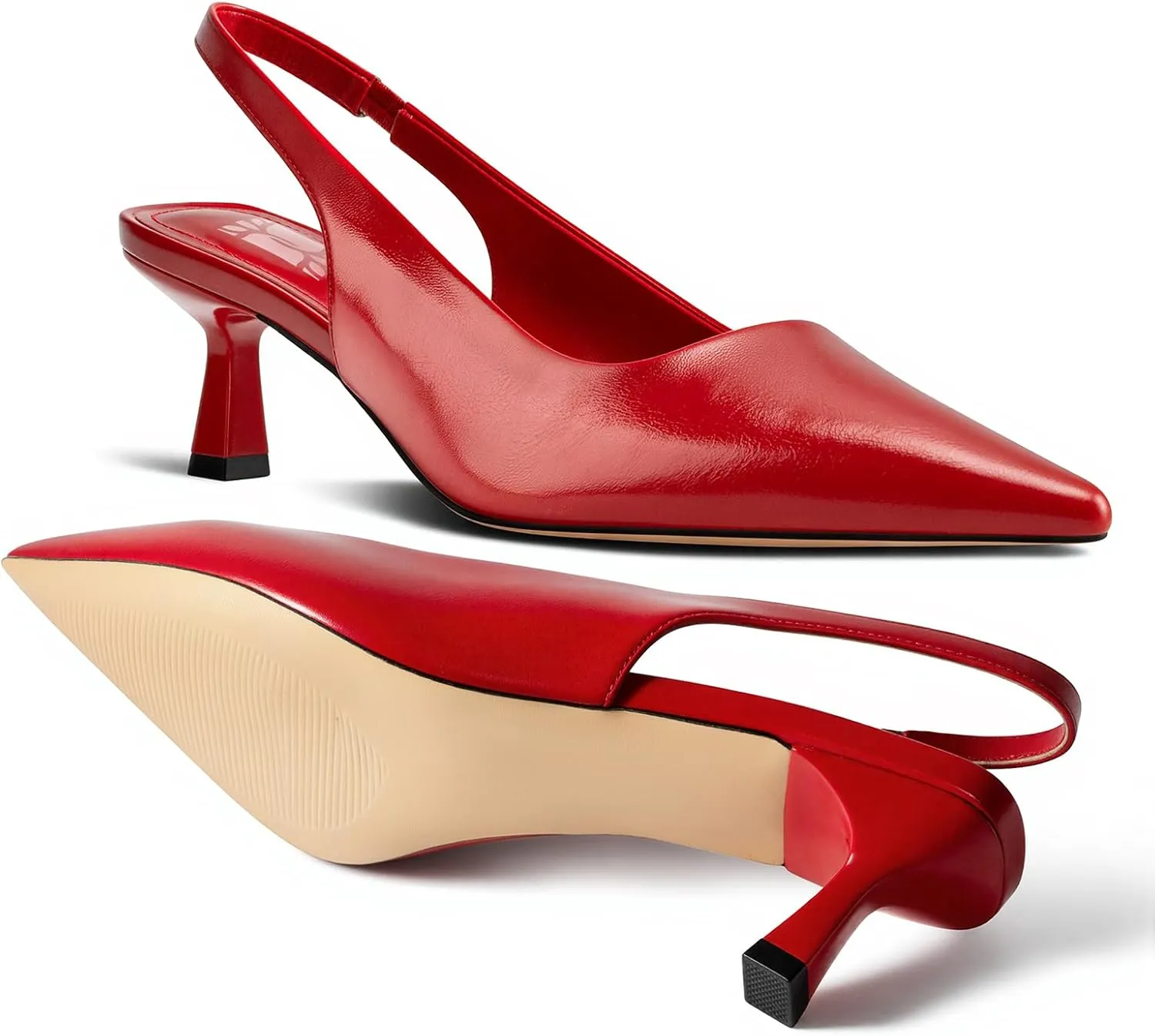heelchic Women's Kitten Heel, Closed Pointed Toe Low Heel, Comfortable Pumps Shoes for Women Dress Shoes
