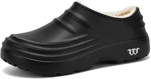 HiGropcore Fur Lined Platform Clogs, Waterproof Winter Clog Slippers for Women Men, Slip-Resistant Easy Clean Kitchen Shoes