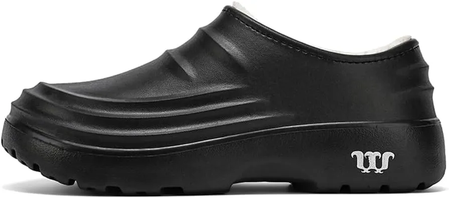 HiGropcore Fur Lined Platform Clogs, Waterproof Winter Clog Slippers for Women Men, Slip-Resistant Easy Clean Kitchen Shoes
