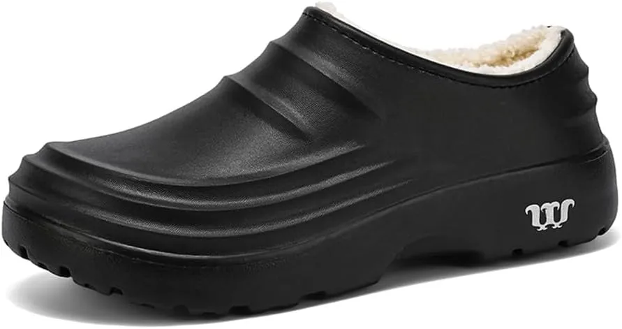 HiGropcore Fur Lined Platform Clogs, Waterproof Winter Clog Slippers for Women Men, Slip-Resistant Easy Clean Kitchen Shoes