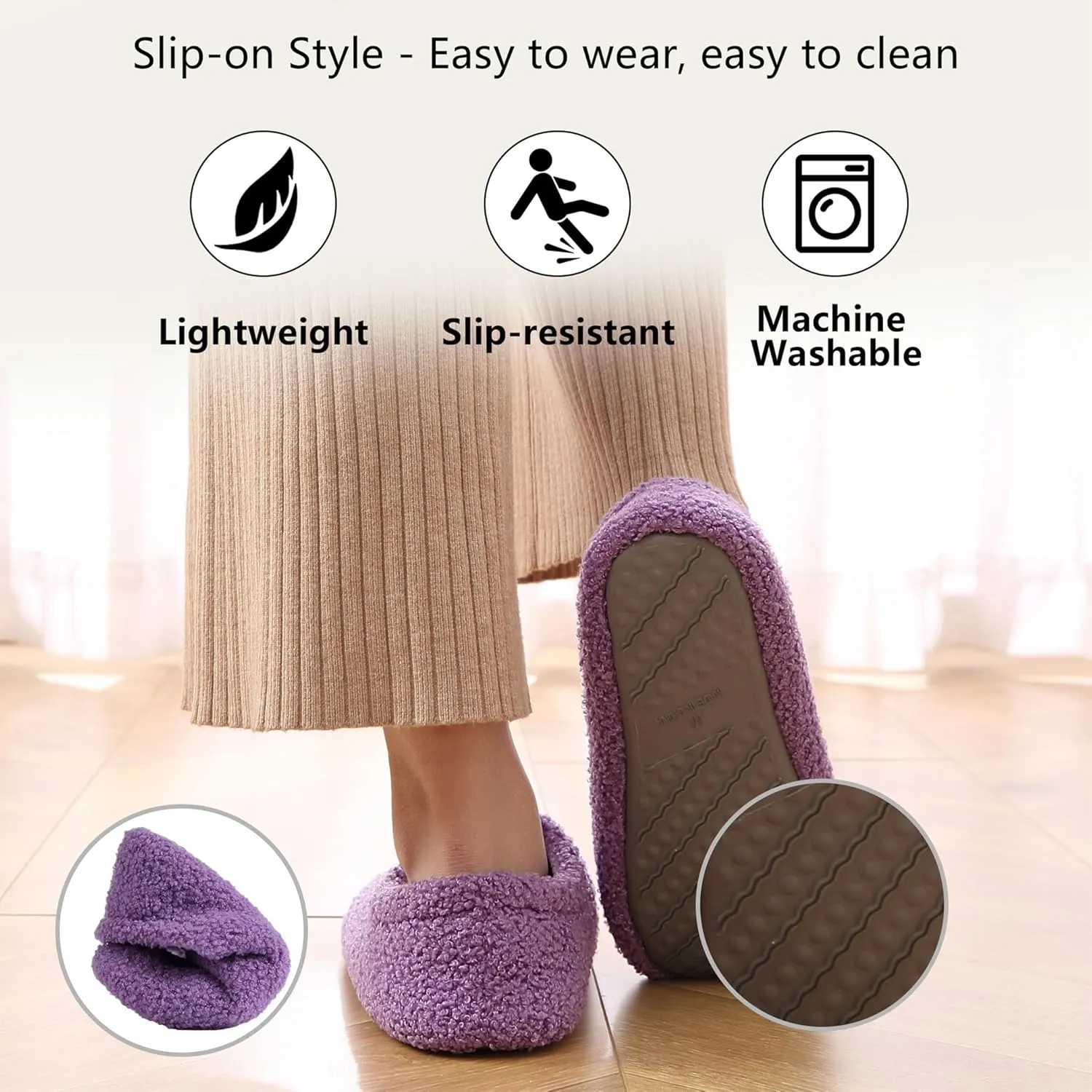 Home Slipper Memory Foam Slippers for Women Curly Fuzzy Bedroom House Shoes Non-slip Indoor Slipper Booties