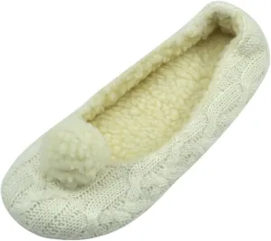 Home Slipper Women's Ballerina Plush Soft Sole Indoor House Ballet Slippers