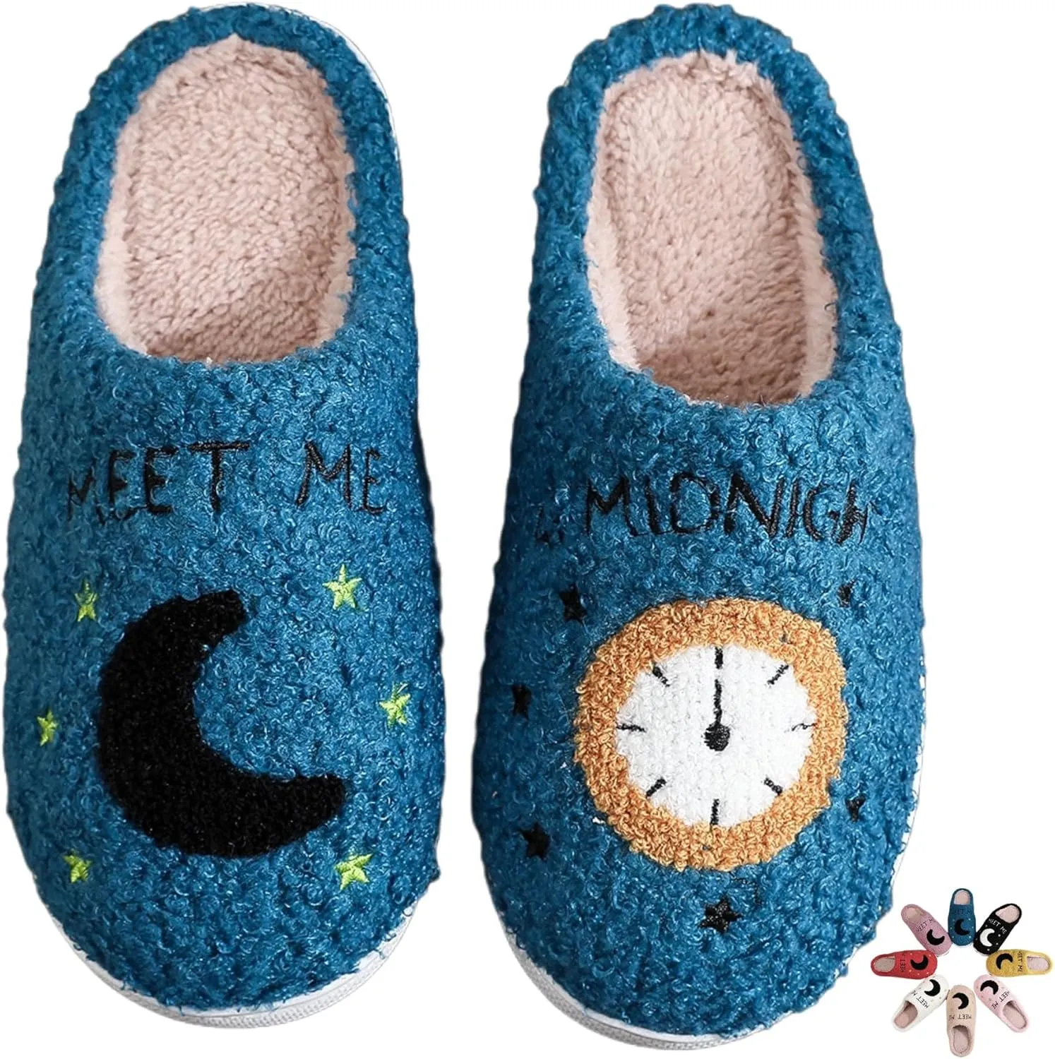 Home Slippers Winter Warm Plush Slippers Comfy Slippers for Women Men Indoor House Fluffy Couple Slippers Soft Cozy Non-Slip Sole Shoes Bedroom Slippers Fuzzy Moon Slippers