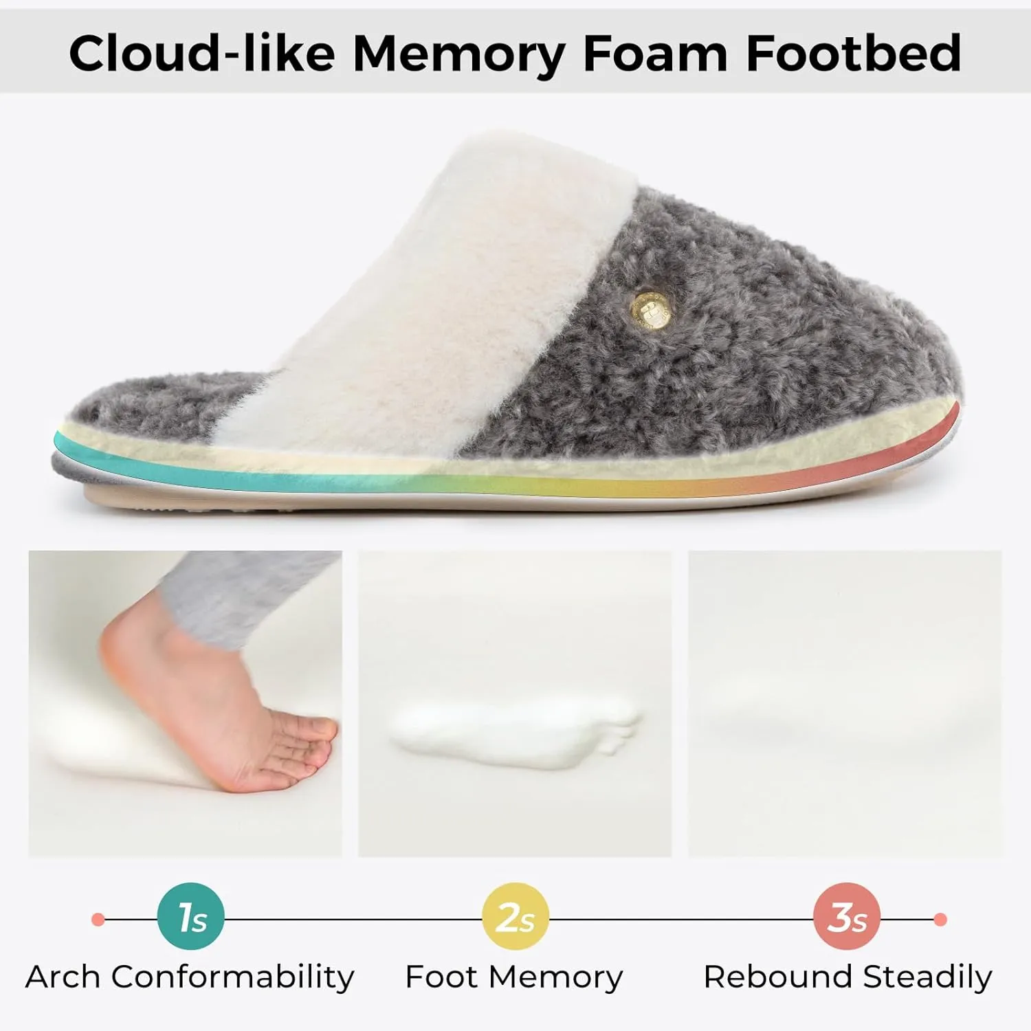 HomeTop Women's Cute Fuzzy Memory Foam Scuff Slippers Comfy Bedroom Lightweight Indoor House Shoes with Luxury Fluffy Collar