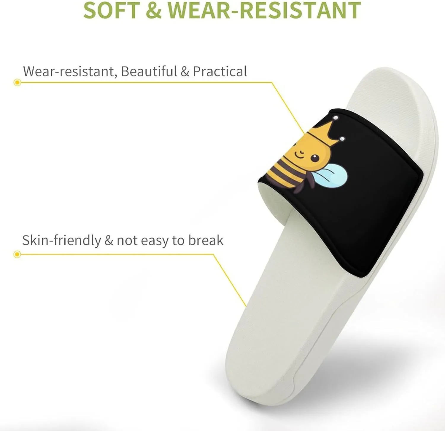 Honey Bee Open Toe Slippers for Women And Men Non Slip Shower Slippers Home Slippers