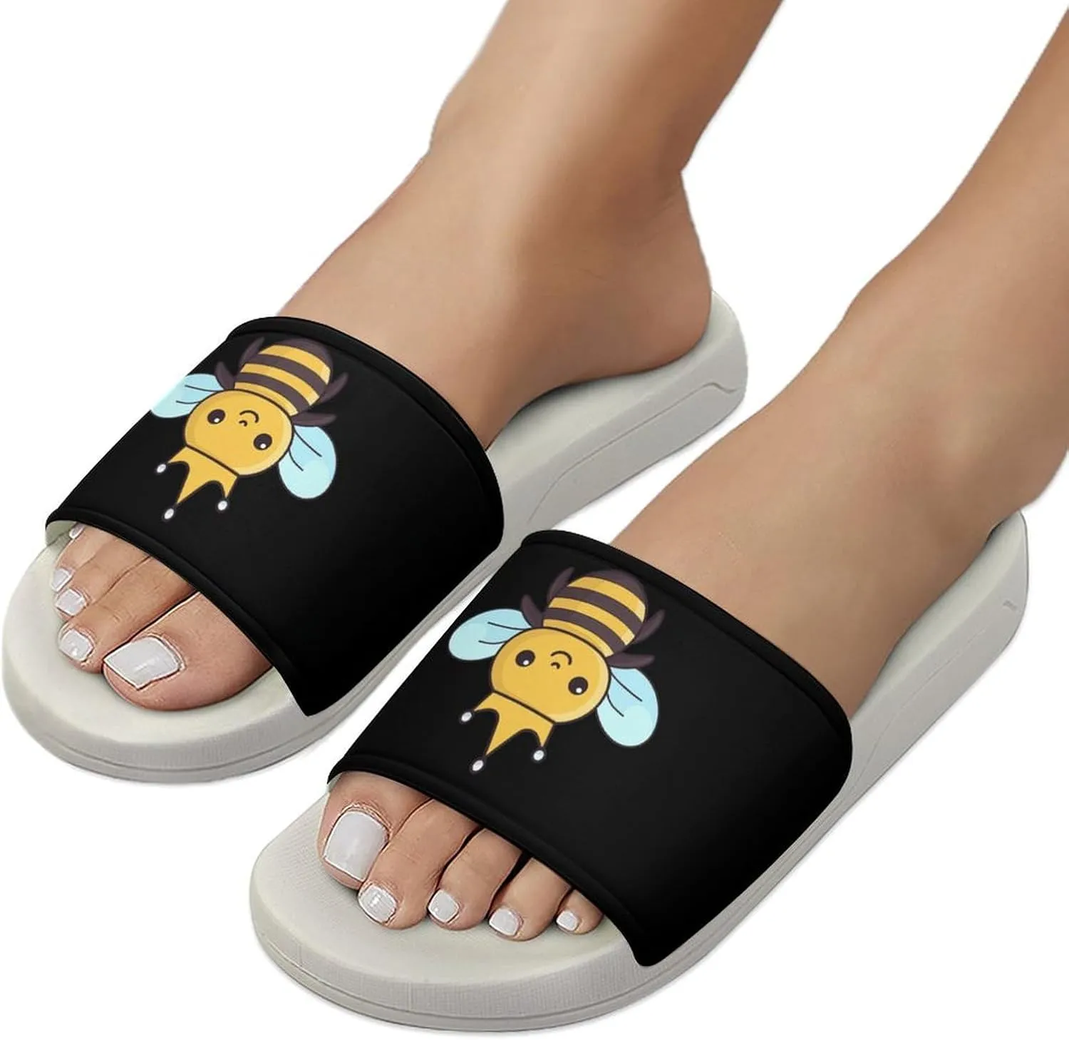 Honey Bee Open Toe Slippers for Women And Men Non Slip Shower Slippers Home Slippers