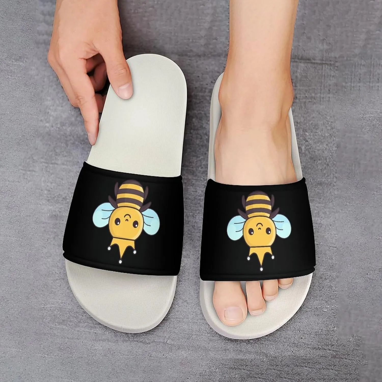 Honey Bee Open Toe Slippers for Women And Men Non Slip Shower Slippers Home Slippers