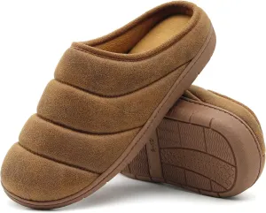 House Slippers for Men, Memory Foam Comfy Mens Slippers with Arch Support, Slip On Men's Bedroom Slipper with Rubber Sole Indoor Outdoor