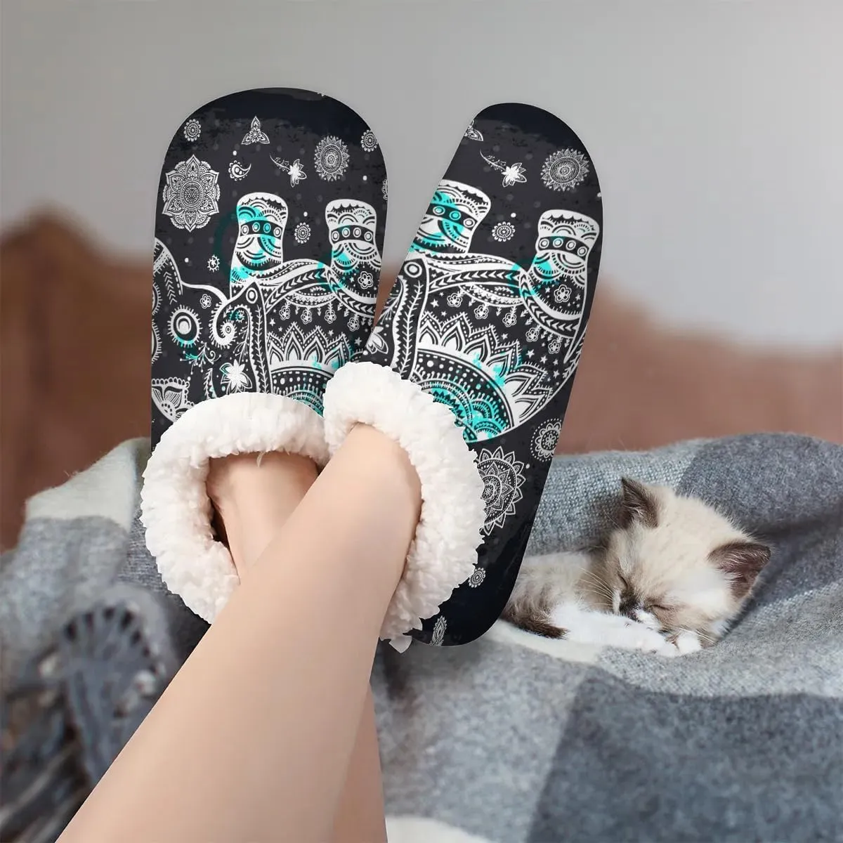 House Slippers for Women Men Slipper Socks Fuzzy Memory Foam Closed Back Slippers House Shoes Indoor Outdoor