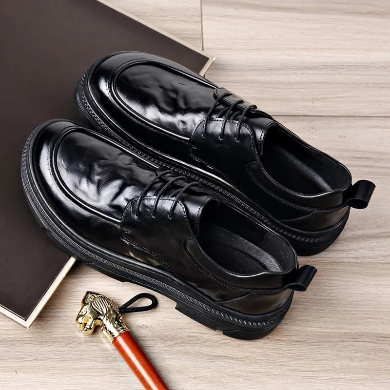 Hybrid Oxford-Loafer Dress Shoes Genuine Leather Business Formal Footwear with Air-Cushion Technology for Conference Attendance