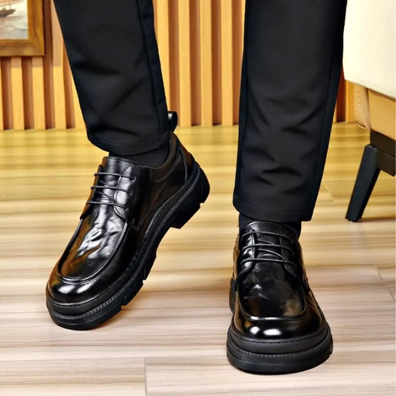 Hybrid Oxford-Loafer Dress Shoes Genuine Leather Business Formal Footwear with Air-Cushion Technology for Conference Attendance