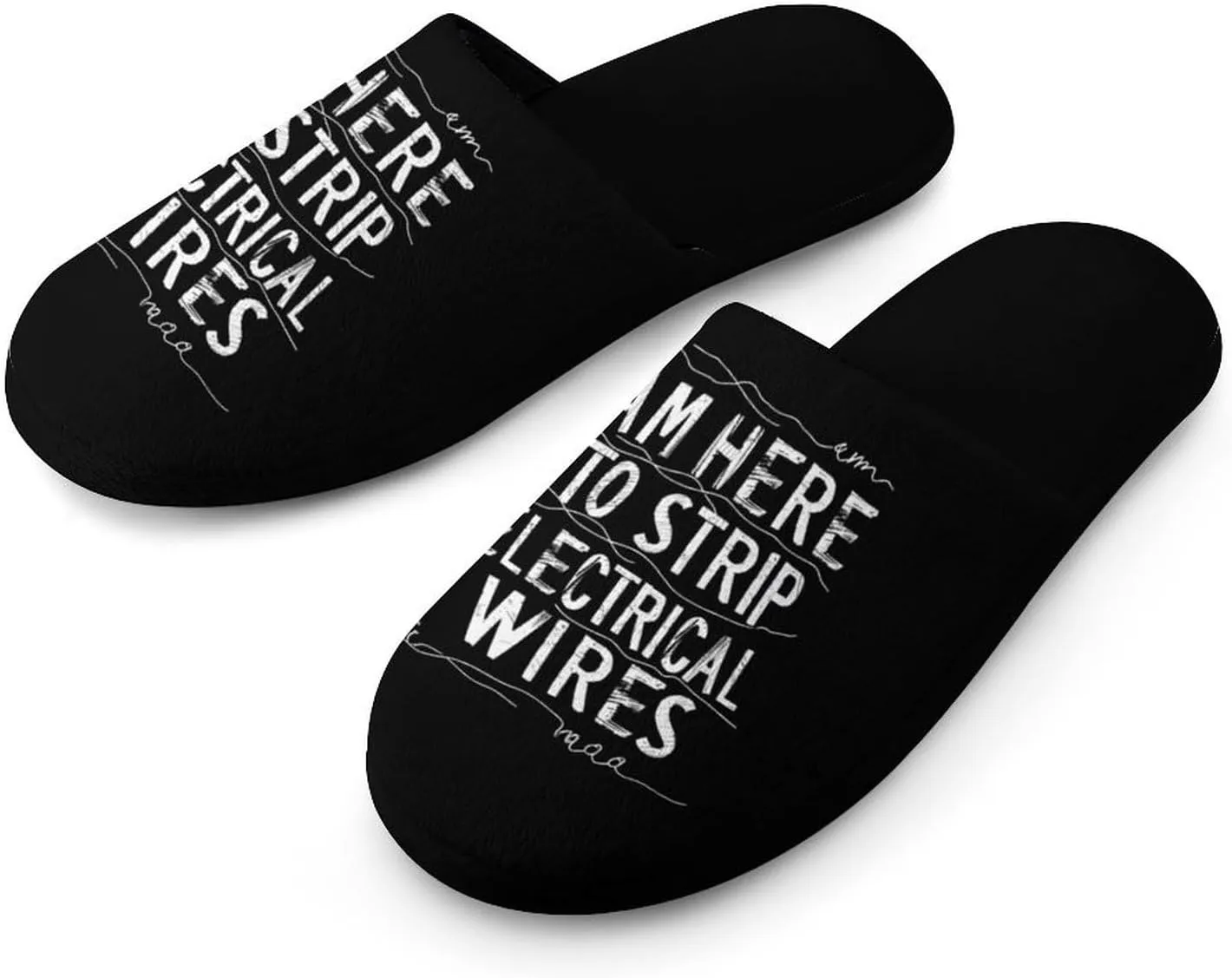 I Am Here To Strip Electrical Wires Flannel Cotton Slippers Anti-Skid Indoor Outdoor Slippers Closed Toe Slip-on House Shoes