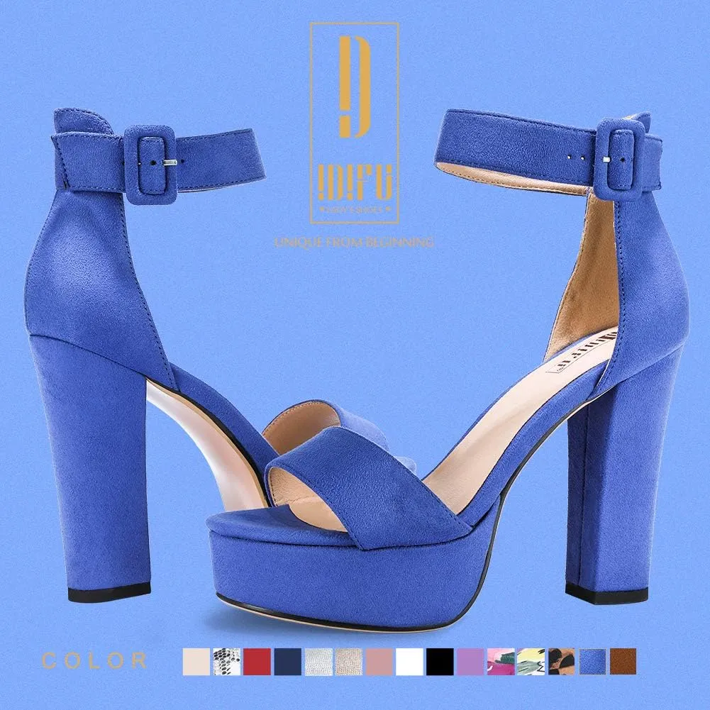 IDIFU Women's Ankle-Strap Heeled Sandal