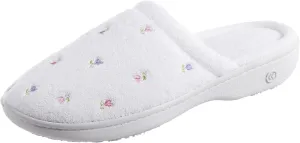isotoner Women's Signature Terry Floral-Embroidered Slipper