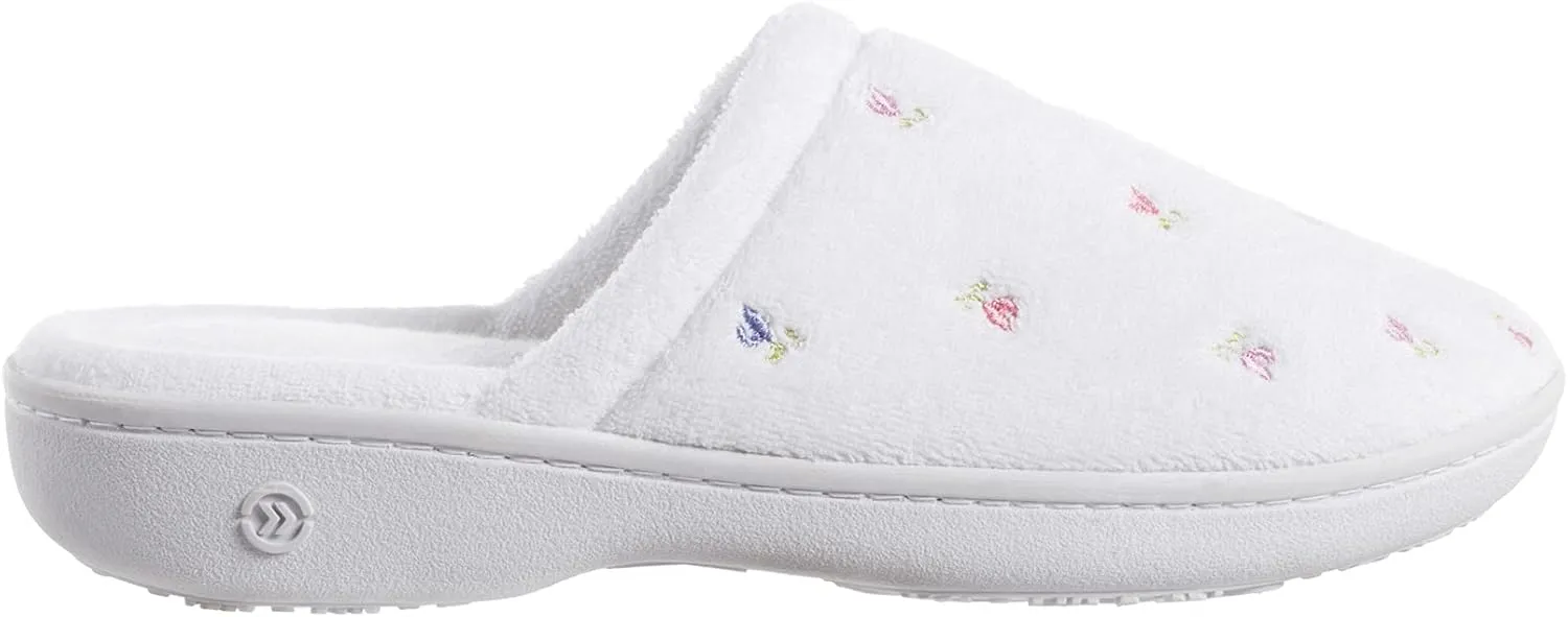 isotoner Women's Signature Terry Floral-Embroidered Slipper
