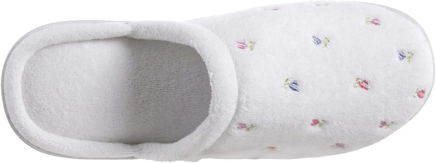 isotoner Women's Signature Terry Floral-Embroidered Slipper