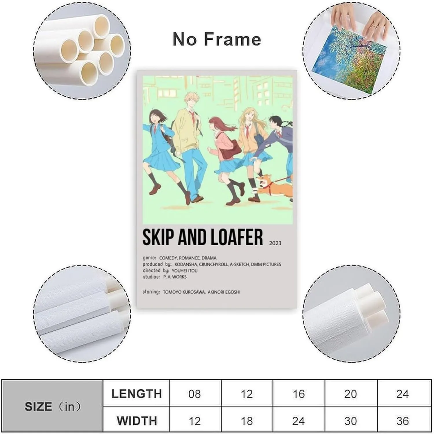 Japanese Anime Skip And Loafer Anime Cover Poster Minimalist Cover Poster Canvas Art Wall Poster Printing Office Bedroom Aesthetic Poster Living Room16x24inch(40x60cm) Unframe-style