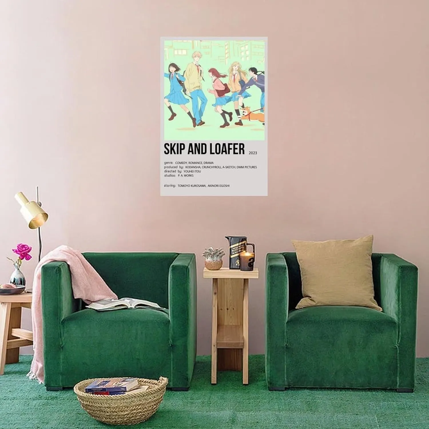 Japanese Anime Skip And Loafer Anime Cover Poster Minimalist Cover Poster Canvas Art Wall Poster Printing Office Bedroom Aesthetic Poster Living Room16x24inch(40x60cm) Unframe-style