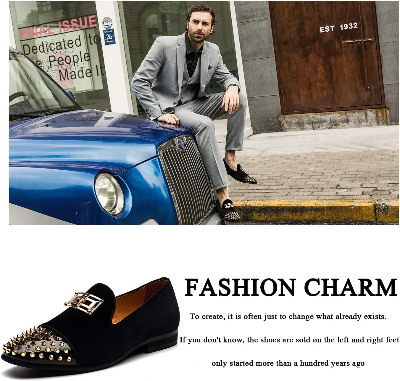 JITAI Men's Penny Slip-On Leather Lined Loafer Luxury Men Shoes