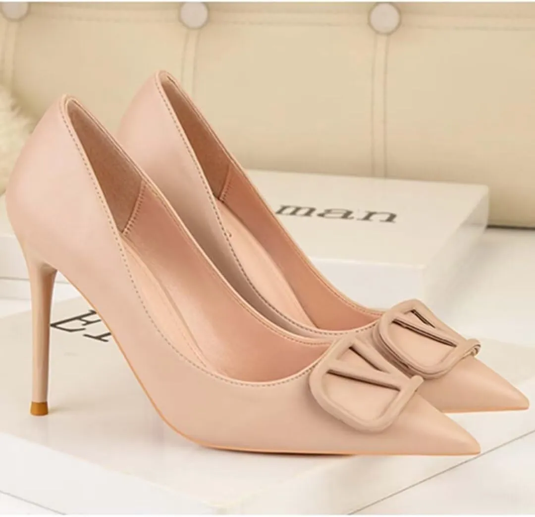 JOEupin Women Pointed Toe Pumps Mid-Heel Pumps Formal Wedding Bridal Classic Stiletto Heel