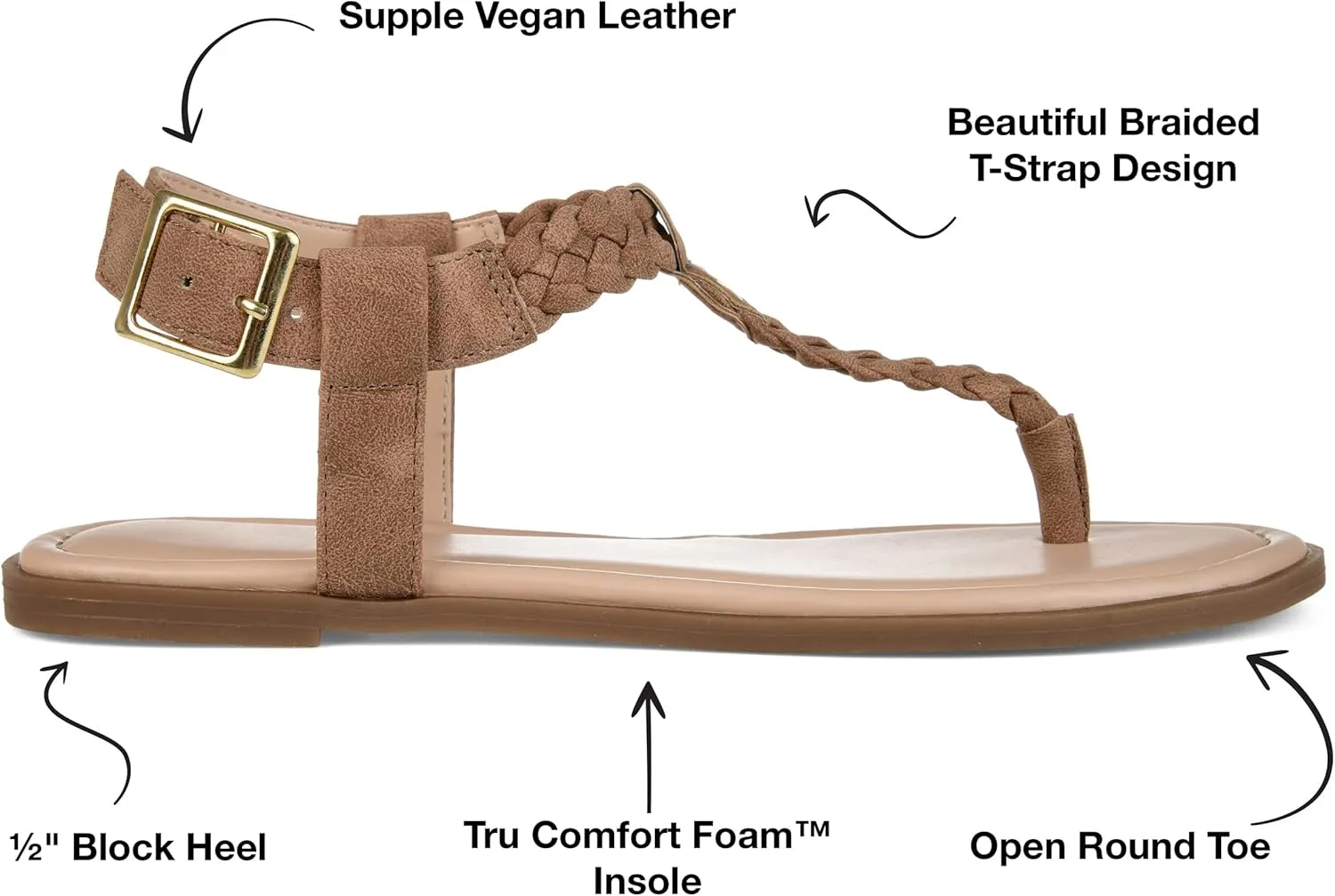 Journee Womens Genevive Ankle Strap Flat Sandals