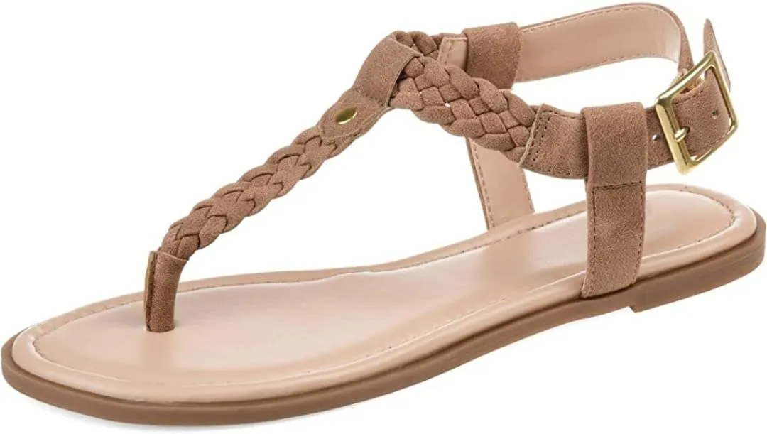 Journee Womens Genevive Ankle Strap Flat Sandals