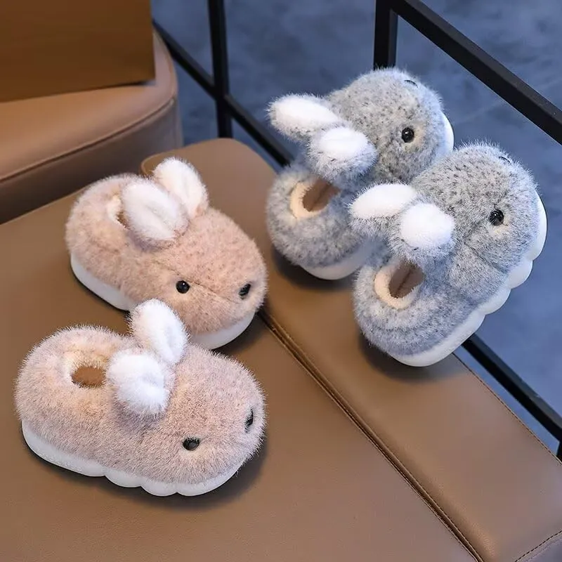 Kid Girl Boy Lovely Rabbit Warm Indoor Slippers for Winter House Bedroom Walking