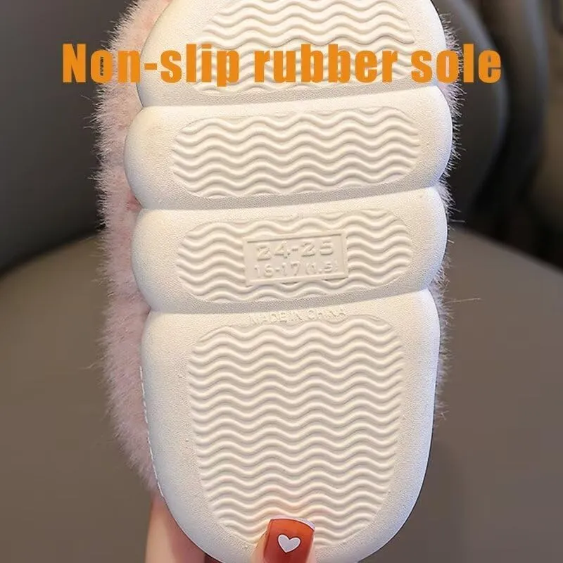 Kid Girl Boy Lovely Rabbit Warm Indoor Slippers for Winter House Bedroom Walking