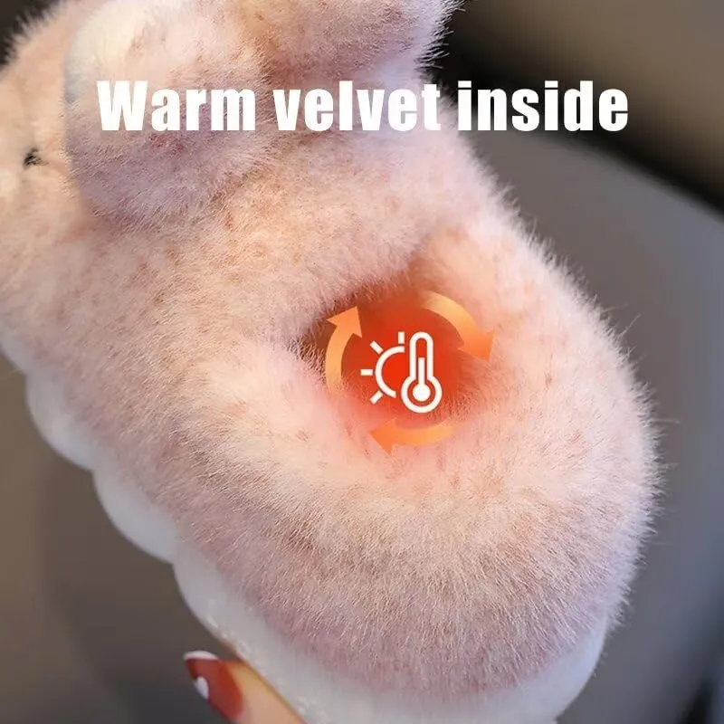 Kid Girl Boy Lovely Rabbit Warm Indoor Slippers for Winter House Bedroom Walking