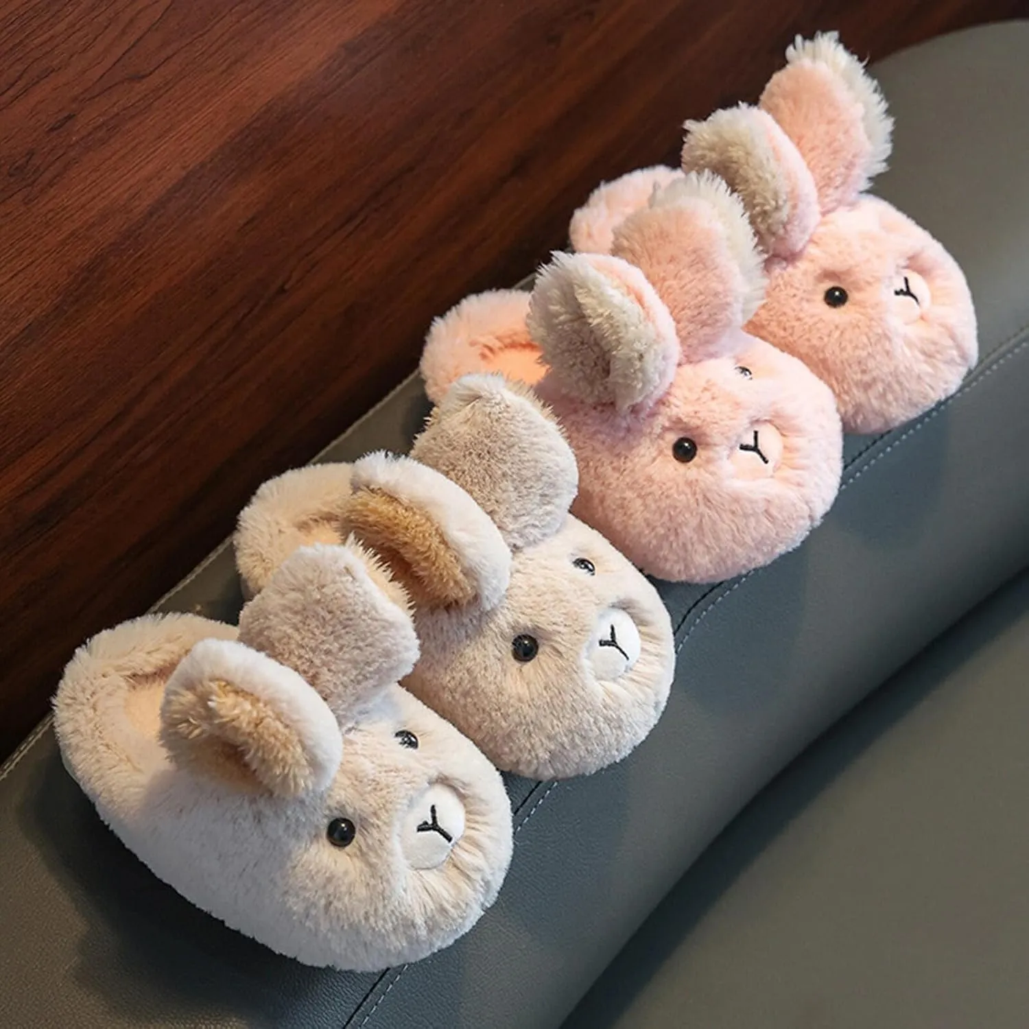 Kids Bunny Slippers Winter Girls Boys House Comfy Plush for Home Indoor Shoes Toddler Rabbit Ear Slip On Slide
