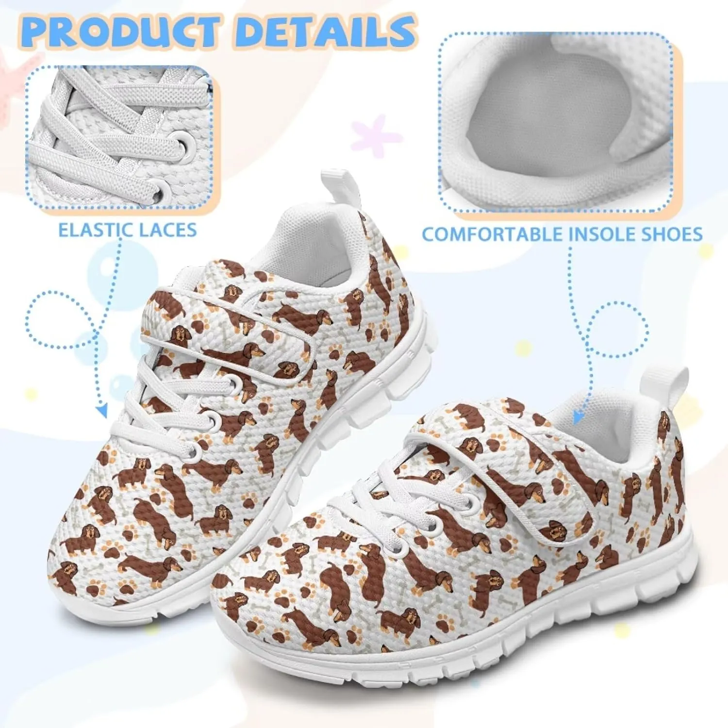 Kids' Dog Athletic Sneaker for Girls Boys Running Hiking Sneaker Tennis Fitness Training Shoes