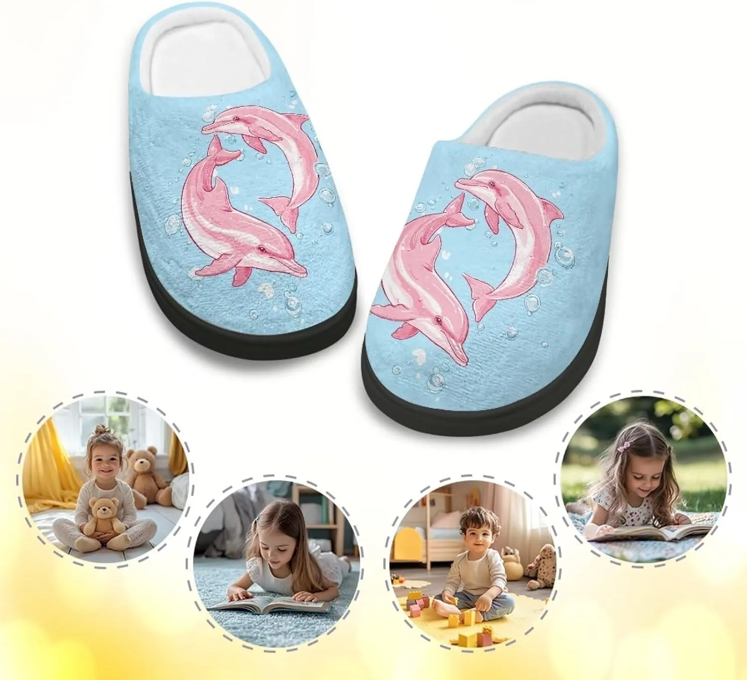 Kids Fluffy Slippers for Boys and Girls, Warm House Slippers for Winter, Soft Cozy Slippers for Indoor Outdoor Walking