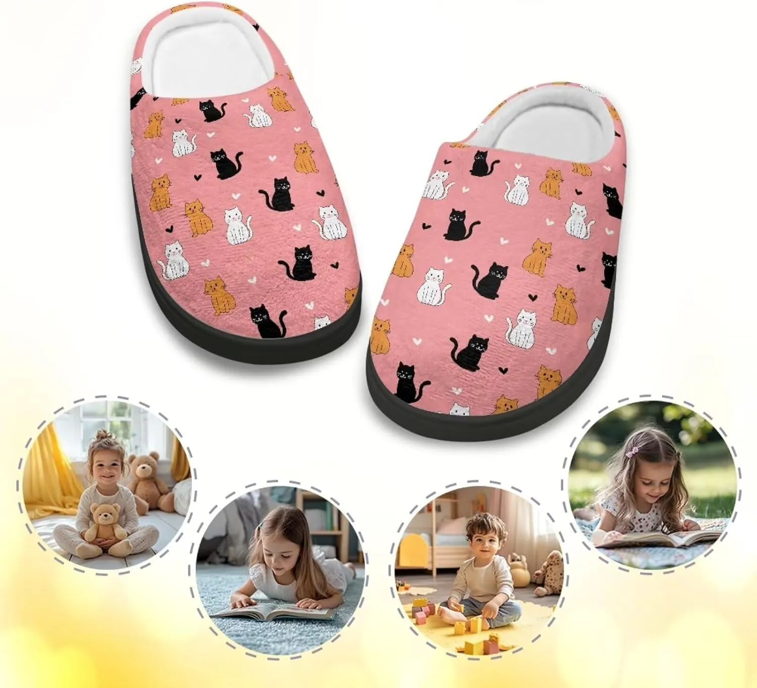 Kids House Slippers Pink, Warm Soft Slippers Home Slippers for Girls Non Slip, Comfy Cozy Slippers Indoor
