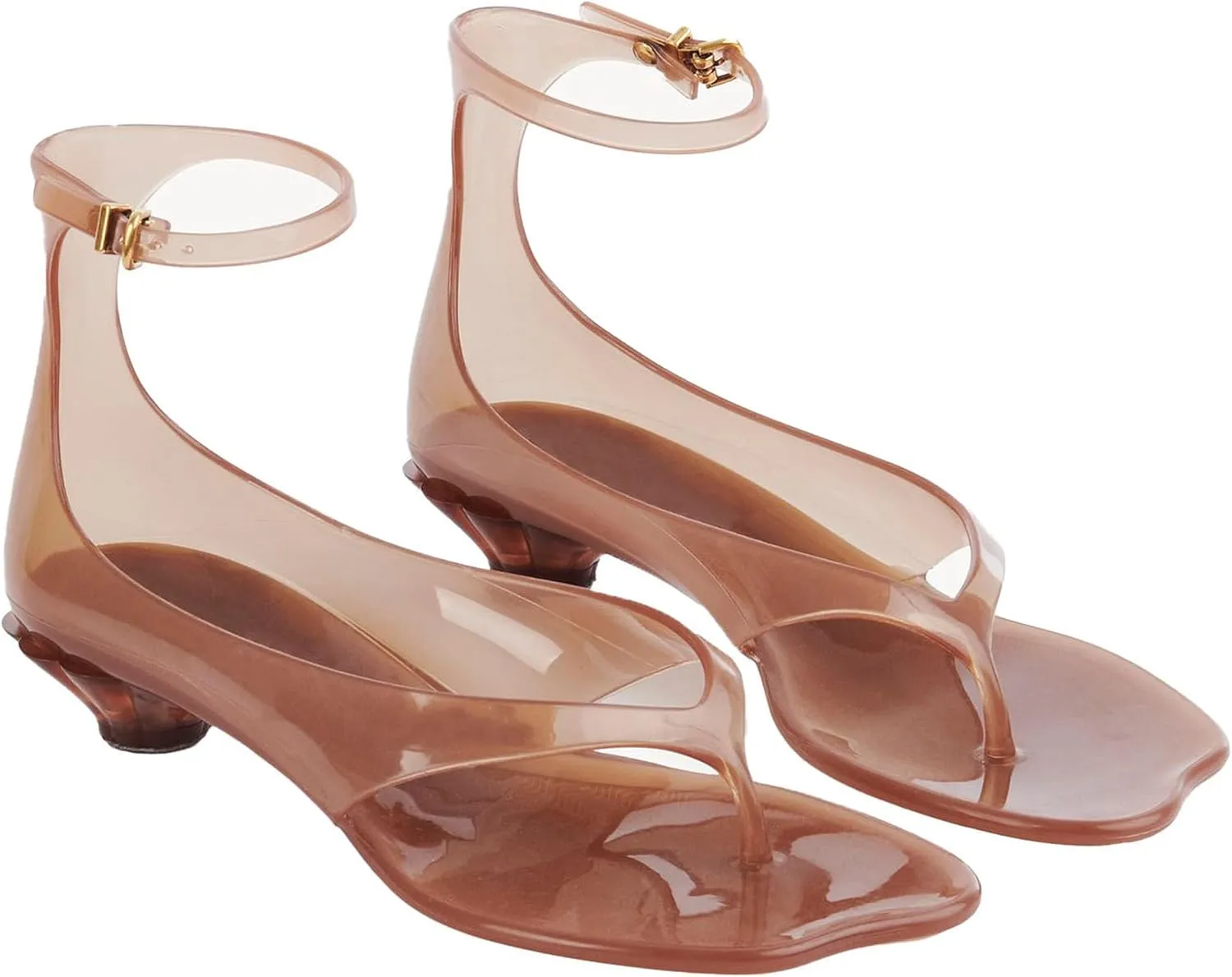 Kitten Heels for Women Clear Flip Flops Summer Heeled Sandals Low Heels Thong Strap Party Dress Beach Walking Vacation Shoes