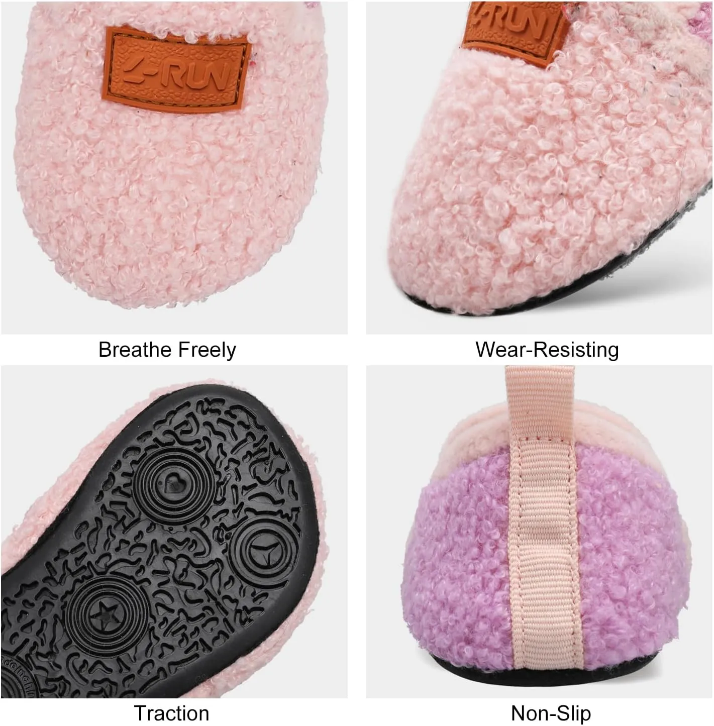 L-RUN Toddler Boys Girls House Slippers Indoor Home Shoes Warm Slipper Socks for Kids Baby Soft Winter Warm Walking Shoes