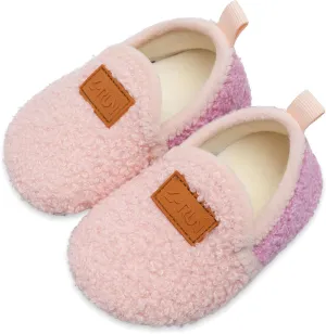 L-RUN Toddler Boys Girls House Slippers Indoor Home Shoes Warm Slipper Socks for Kids Baby Soft Winter Warm Walking Shoes