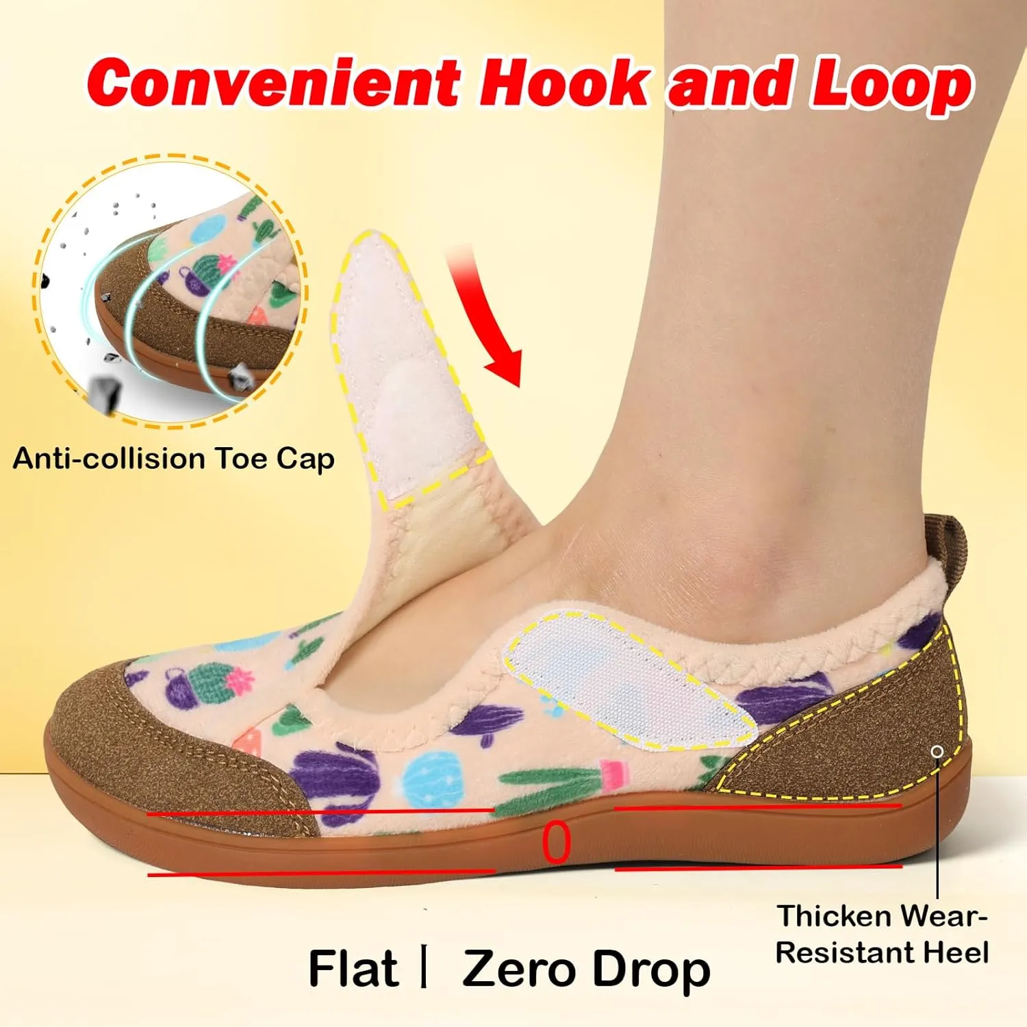 L-RUN Womens Wide Toe Box Barefoot Diabetic Shoes - Ladies House Slippers for Indoor and Outdoor