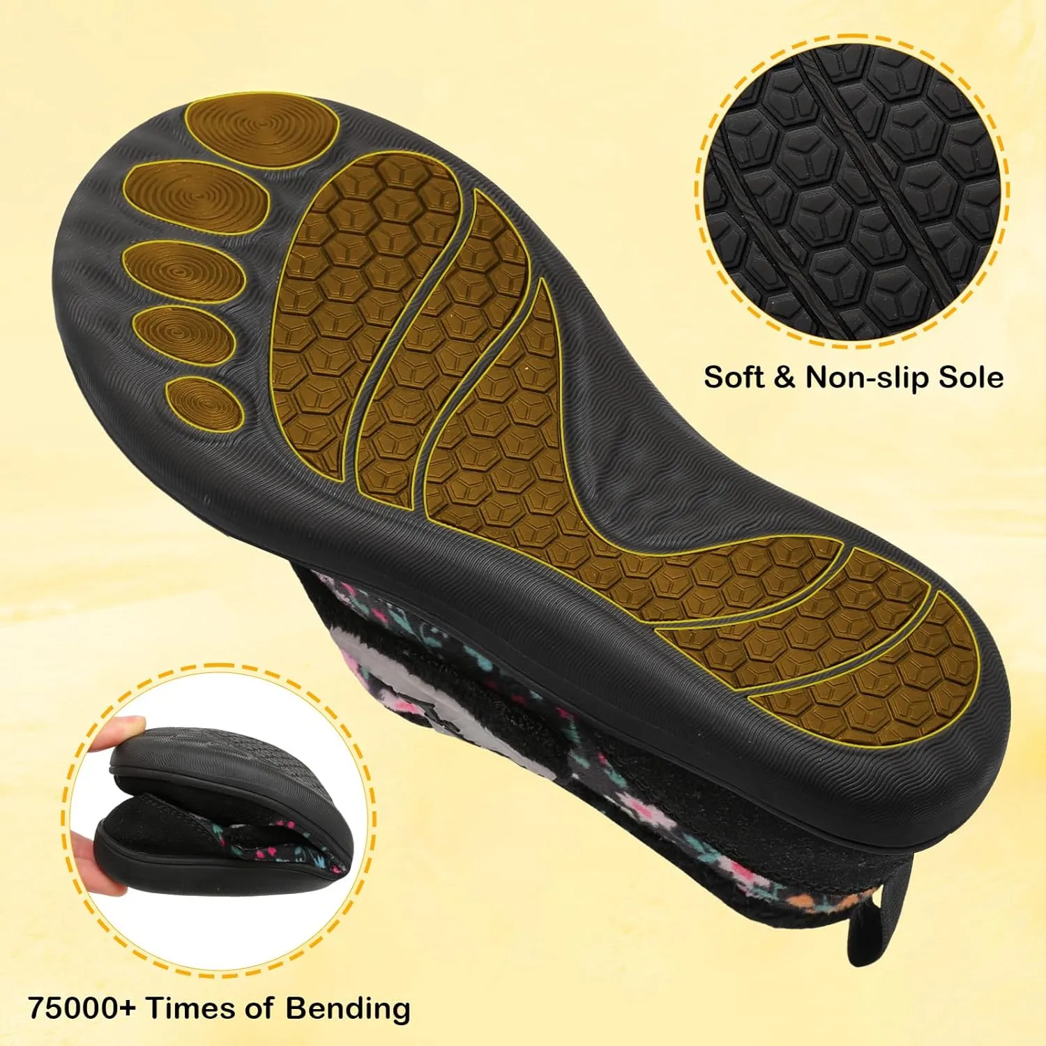 L-RUN Womens Wide Toe Box Barefoot Diabetic Shoes - Ladies House Slippers for Indoor and Outdoor