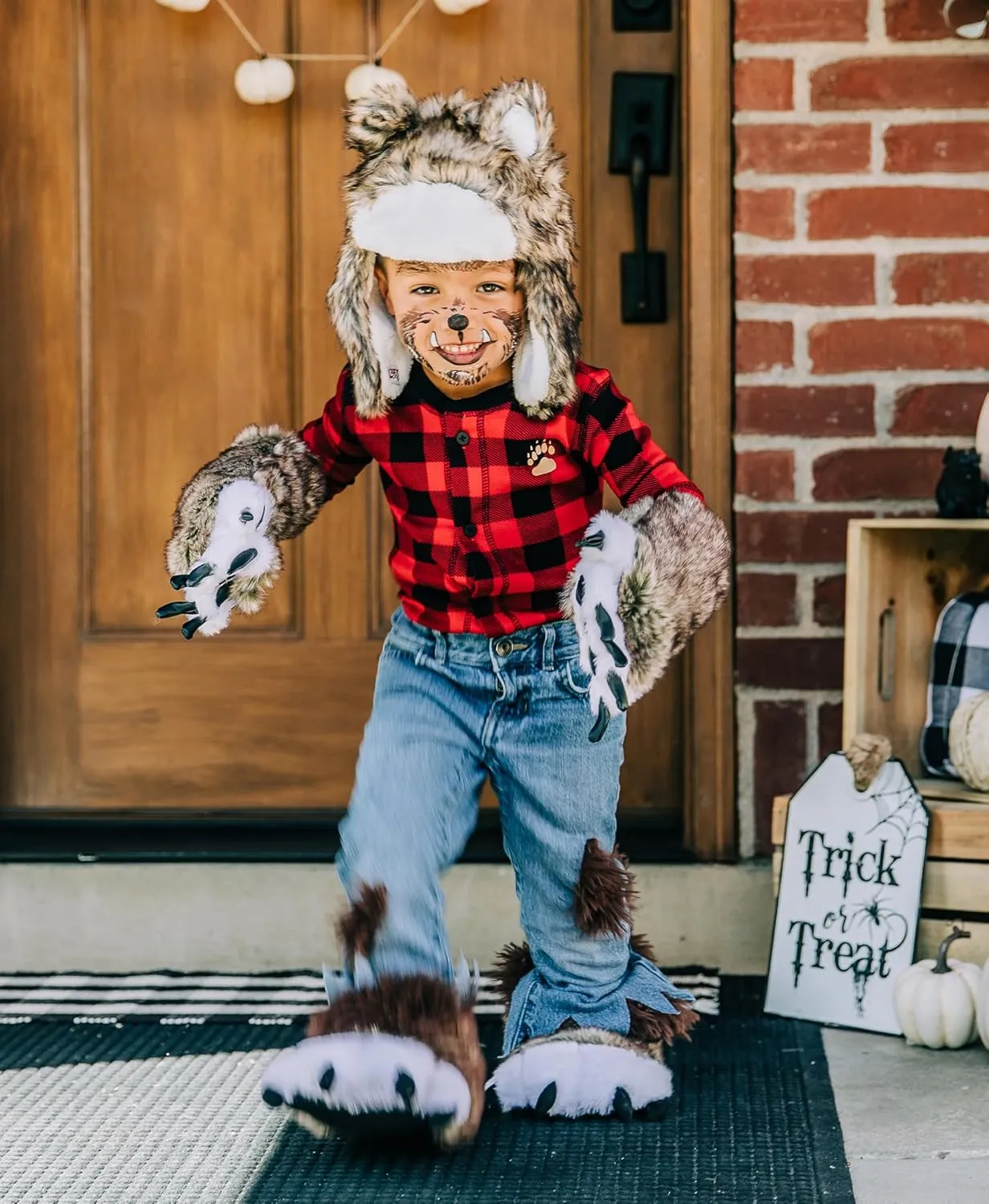 Lazy One Paw Mittens and Slippers Set, Cute Animal Accessories for Kids and Adults