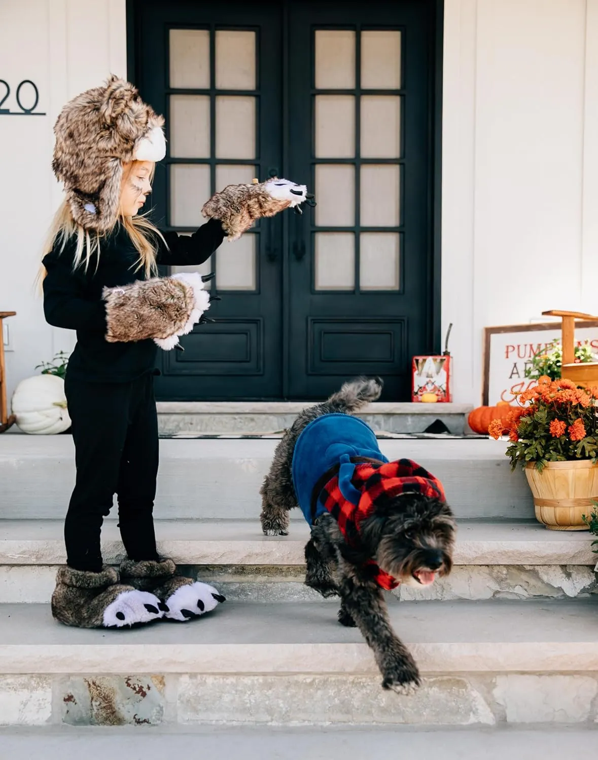 Lazy One Paw Mittens and Slippers Set, Cute Animal Accessories for Kids and Adults