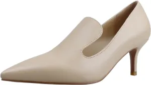 LEMUTISME Women's Stylish Pointed Toe 2 Inches Comfort Slip On Low Kitten Heel Dress Loafer Pumps for Work Office Business