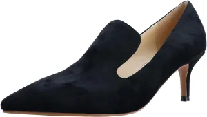 LEMUTISME Women's Stylish Pointed Toe 2 Inches Comfort Slip On Low Kitten Heel Dress Loafer Pumps for Work Office Business