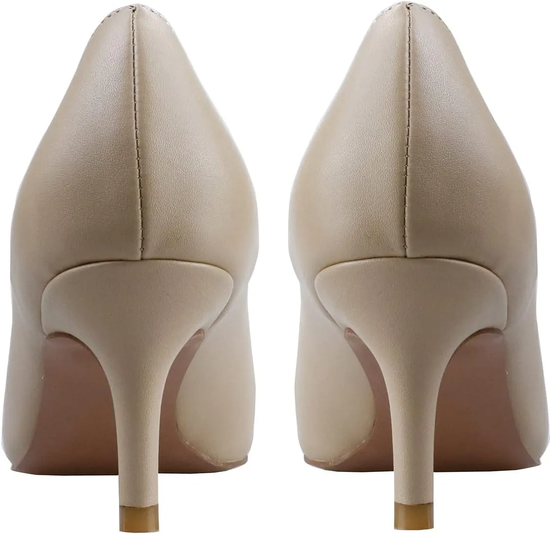 LEMUTISME Women's Stylish Pointed Toe 2 Inches Comfort Slip On Low Kitten Heel Dress Loafer Pumps for Work Office Business